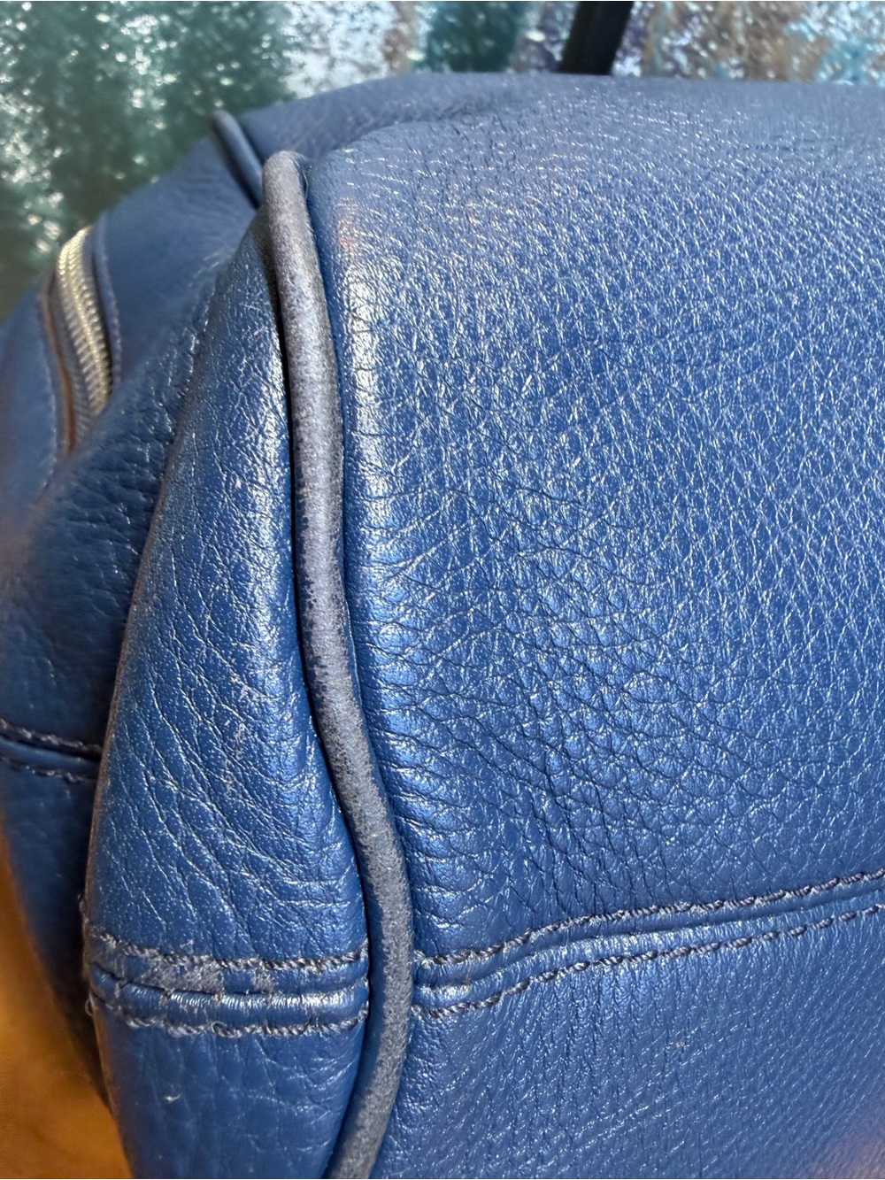 Michael Michael Kors Classic Vintage Navy Leather Satchel Crossbody Bag - Picture 9 of 17